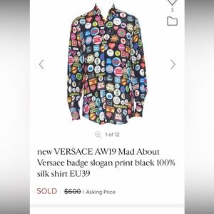 Versace Blouse - Mad About Versace Badge Slogan Print